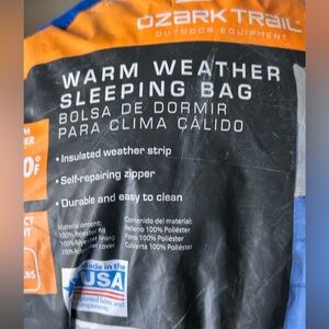Never used sleeping bag! OZARK TRAIL Warm Weather 50° Blue Gray